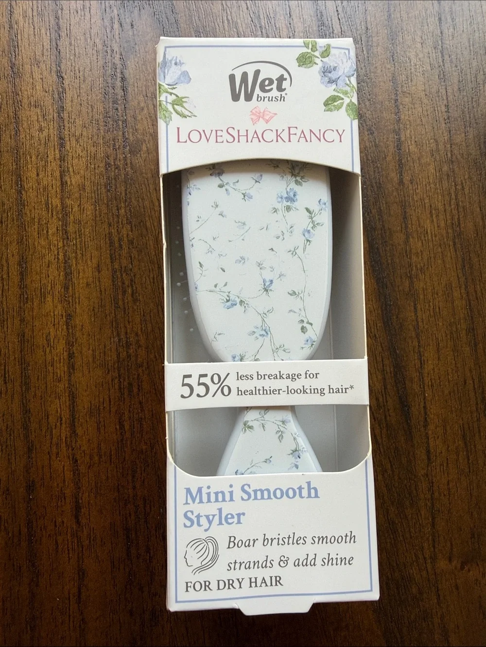 LoveShackFancy White Floral Compact Detangler Brush